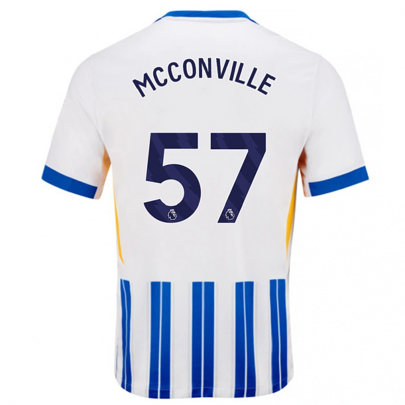 Danxen Män Ruairi Mcconville #57 Vita Blå Kritränder Hemmatröja Matchtröjor 2024/25 Tröjor T-Tröja