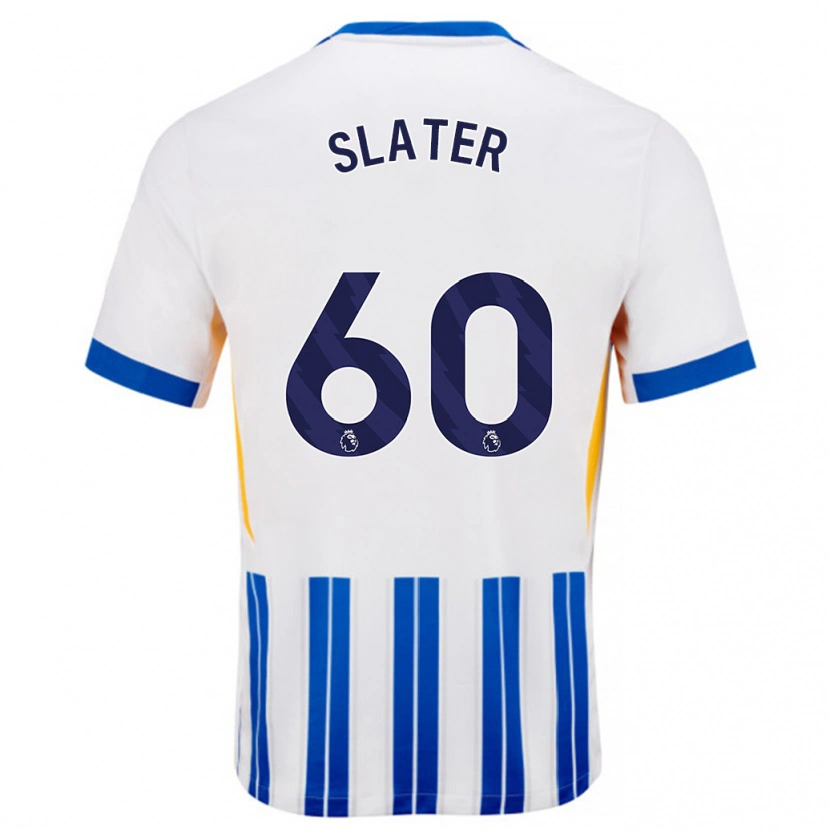 Danxen Män Jacob Slater #60 Vita Blå Kritränder Hemmatröja Matchtröjor 2024/25 Tröjor T-Tröja