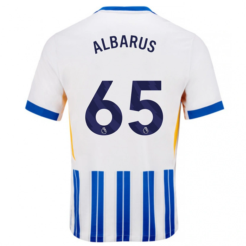 Danxen Män Zane Albarus #65 Vita Blå Kritränder Hemmatröja Matchtröjor 2024/25 Tröjor T-Tröja