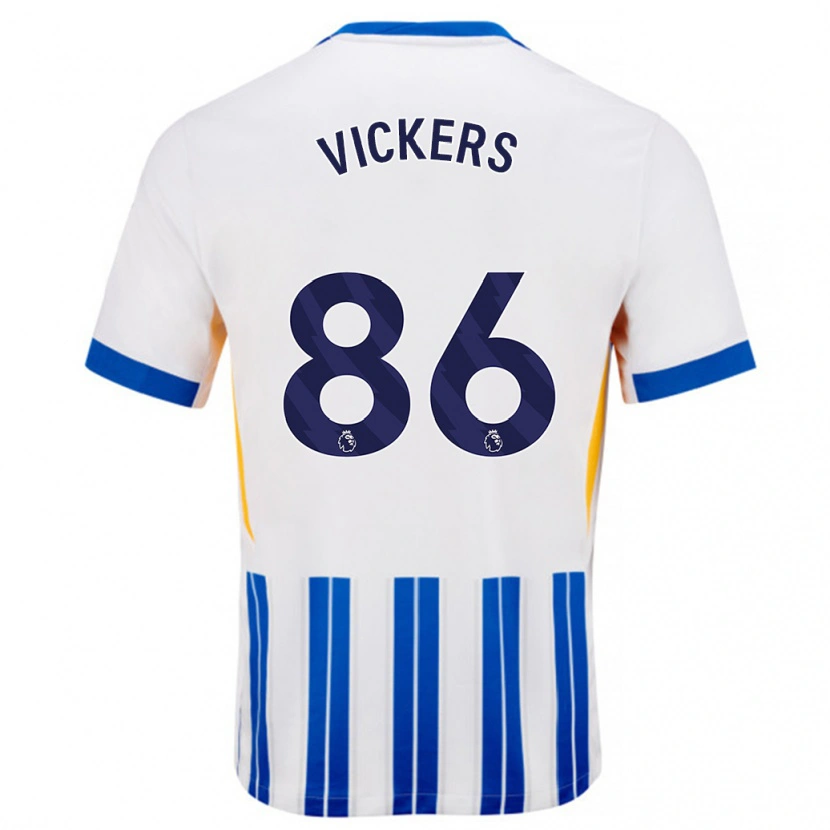 Danxen Män Jacob Vickers #86 Vita Blå Kritränder Hemmatröja Matchtröjor 2024/25 Tröjor T-Tröja
