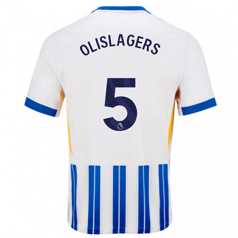 Danxen Män Marisa Olislagers #5 Vita Blå Kritränder Hemmatröja Matchtröjor 2024/25 Tröjor T-Tröja