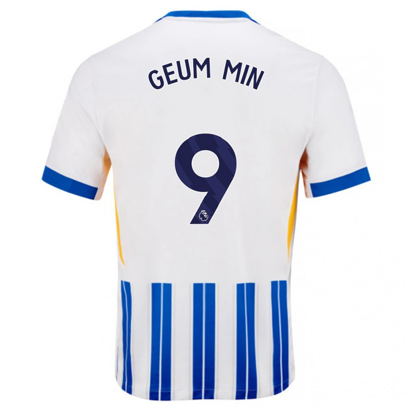 Danxen Män Lee Geum-Min #9 Vita Blå Kritränder Hemmatröja Matchtröjor 2024/25 Tröjor T-Tröja