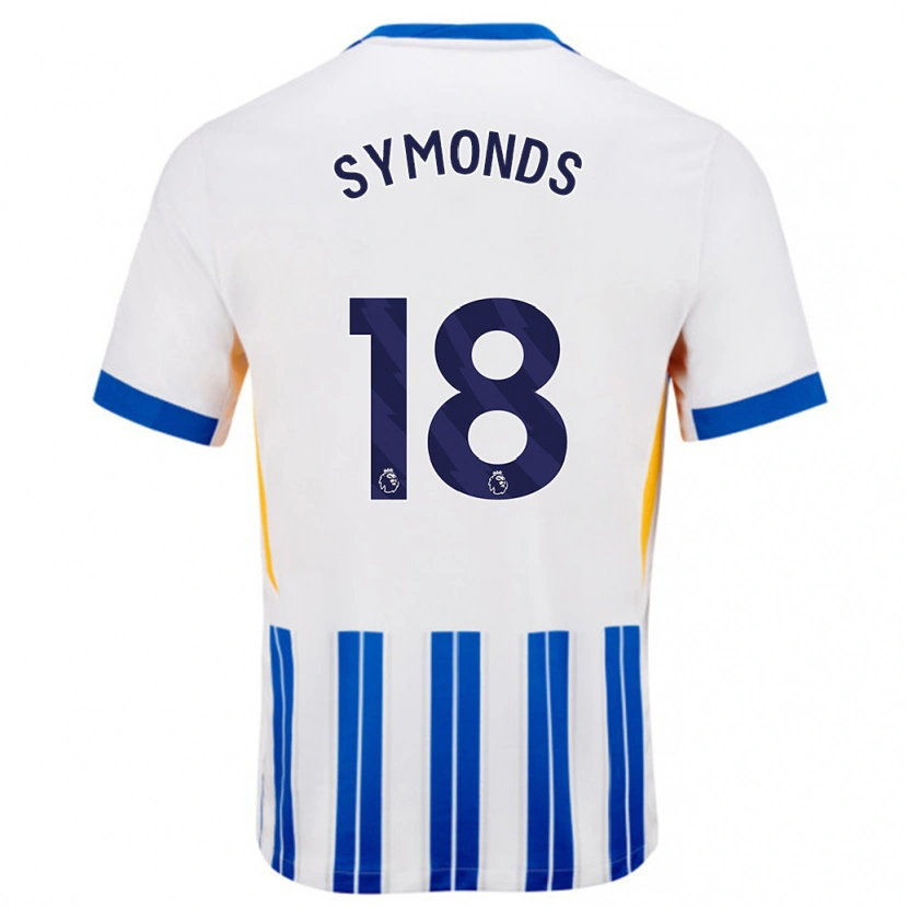 Danxen Män Maisie Symonds #18 Vita Blå Kritränder Hemmatröja Matchtröjor 2024/25 Tröjor T-Tröja