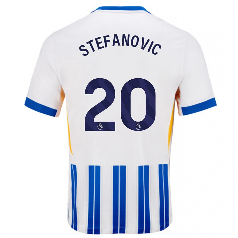 Danxen Män Dejana Stefanović #20 Vita Blå Kritränder Hemmatröja Matchtröjor 2024/25 Tröjor T-Tröja