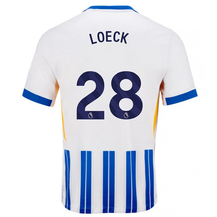 Danxen Män Melina Loeck #28 Vita Blå Kritränder Hemmatröja Matchtröjor 2024/25 Tröjor T-Tröja
