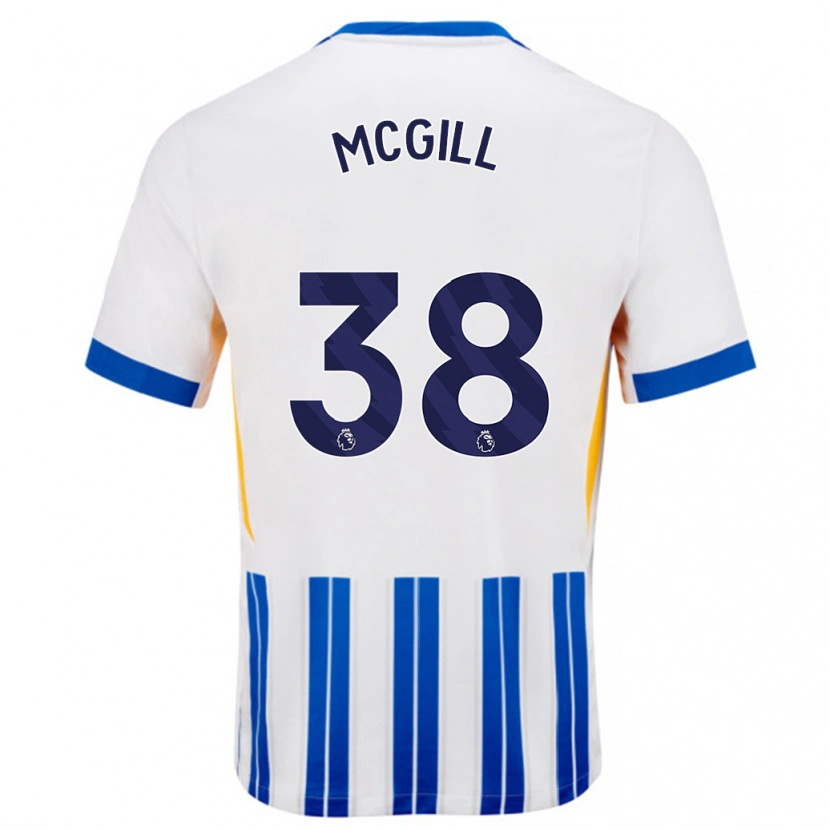 Danxen Män Tom Mcgill #38 Vita Blå Kritränder Hemmatröja Matchtröjor 2024/25 Tröjor T-Tröja