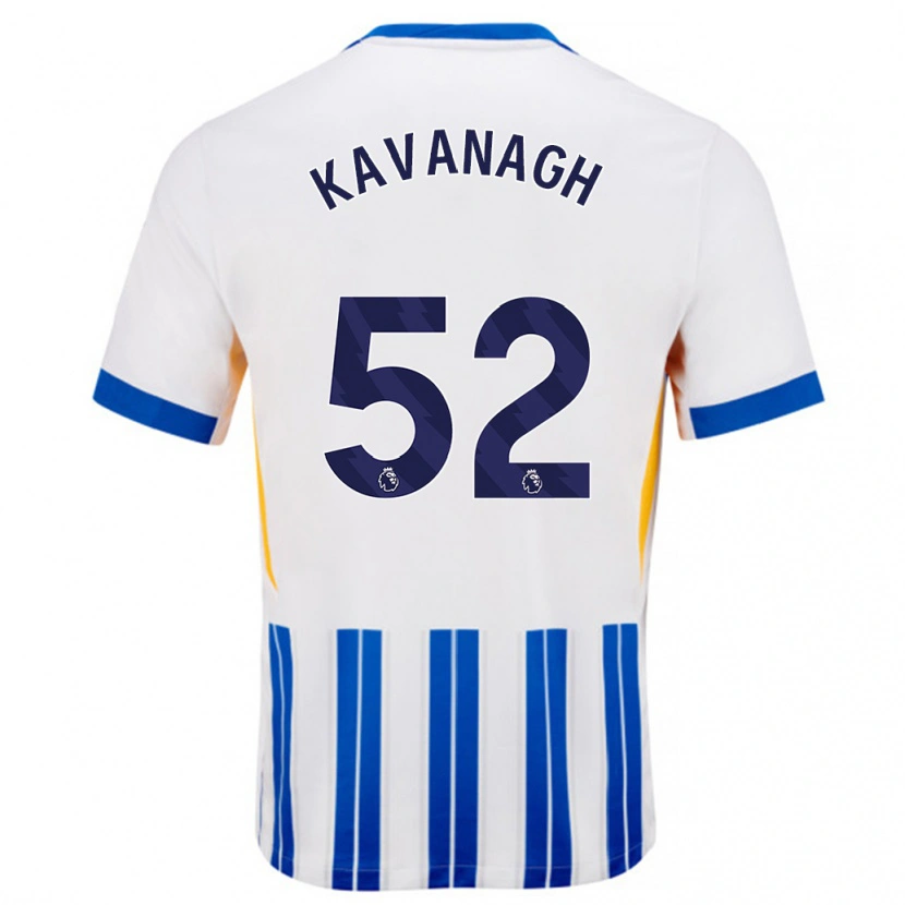 Danxen Män Leigh Kavanagh #52 Vita Blå Kritränder Hemmatröja Matchtröjor 2024/25 Tröjor T-Tröja