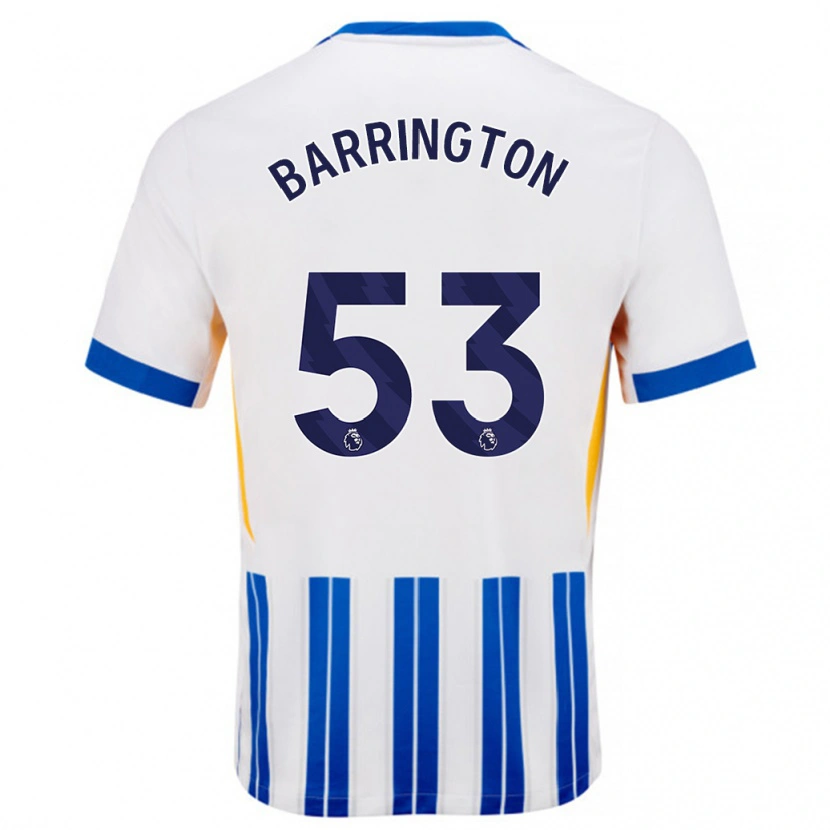 Danxen Män Luca Barrington #53 Vita Blå Kritränder Hemmatröja Matchtröjor 2024/25 Tröjor T-Tröja