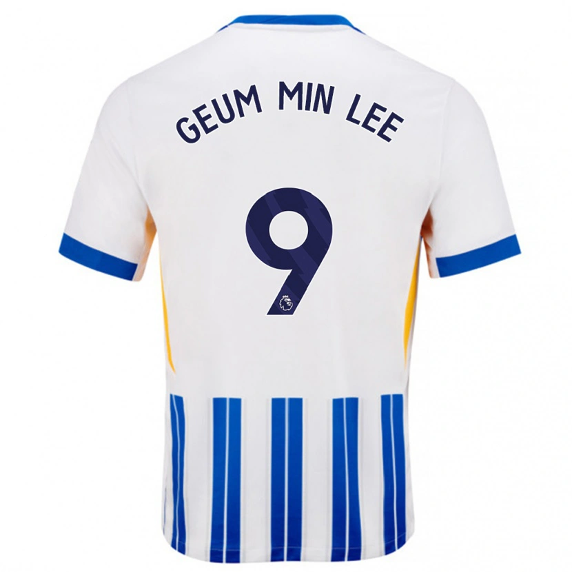 Danxen Män Lee Geum-Min #9 Vita Blå Kritränder Hemmatröja Matchtröjor 2024/25 Tröjor T-Tröja