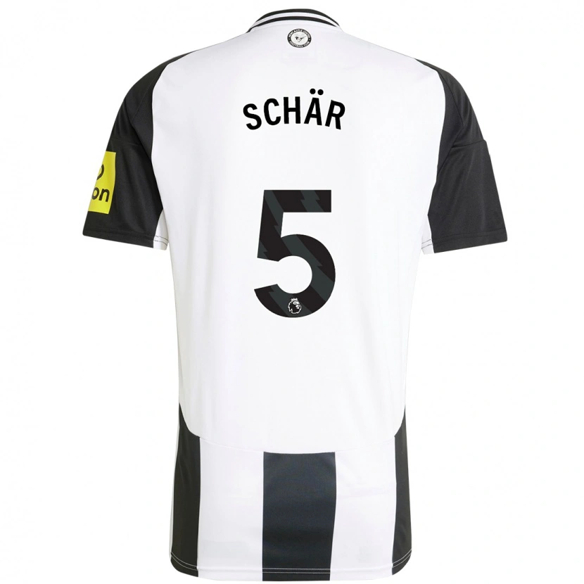 Danxen Män Fabian Schär #5 Vit Svart Hemmatröja Matchtröjor 2024/25 Tröjor T-Tröja