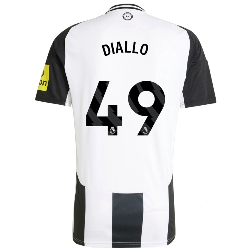 Danxen Män Amadou Diallo #49 Vit Svart Hemmatröja Matchtröjor 2024/25 Tröjor T-Tröja