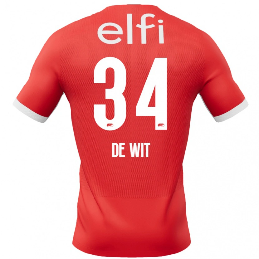 Danxen Män Mees De Wit #34 Röd Vit Hemmatröja Matchtröjor 2024/25 Tröjor T-Tröja