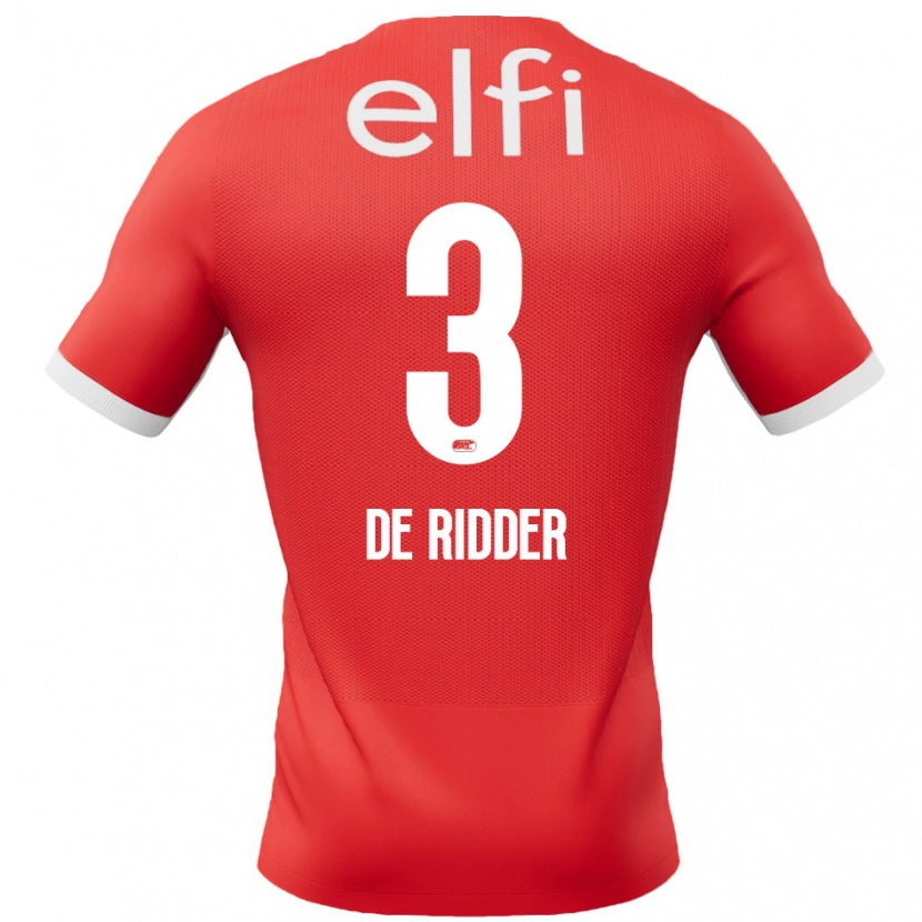 Danxen Män Djoeke De Ridder #3 Röd Vit Hemmatröja Matchtröjor 2024/25 Tröjor T-Tröja