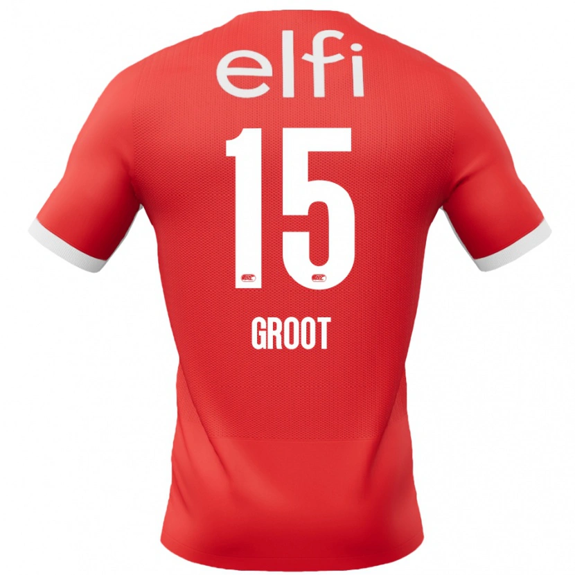 Danxen Män Pleun Groot #15 Röd Vit Hemmatröja Matchtröjor 2024/25 Tröjor T-Tröja