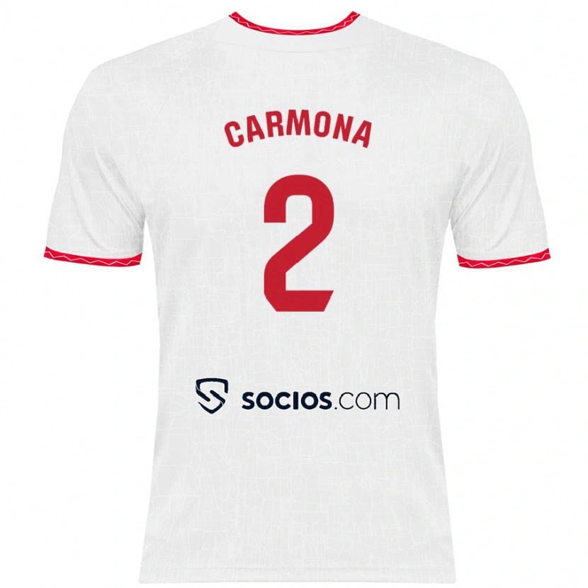 Danxen Män José Ángel Carmona #2 Vit Röd Hemmatröja Matchtröjor 2024/25 Tröjor T-Tröja