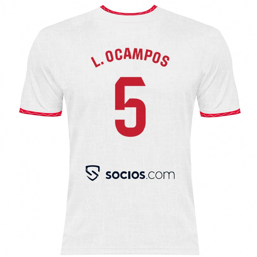 Danxen Män Lucas Ocampos #5 Vit Röd Hemmatröja Matchtröjor 2024/25 Tröjor T-Tröja