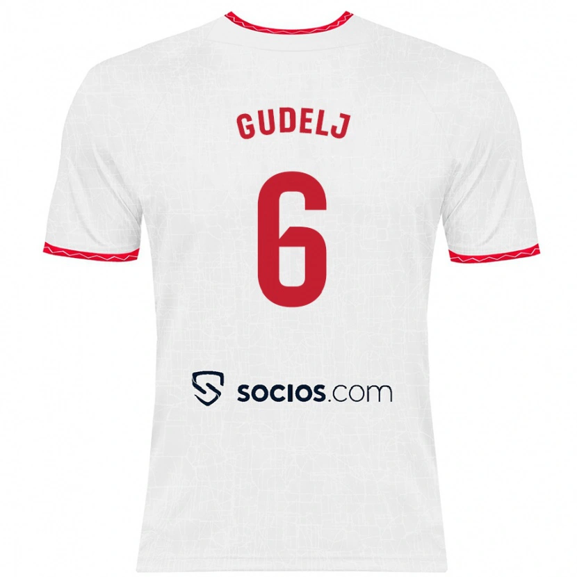 Danxen Män Nemanja Gudelj #6 Vit Röd Hemmatröja Matchtröjor 2024/25 Tröjor T-Tröja