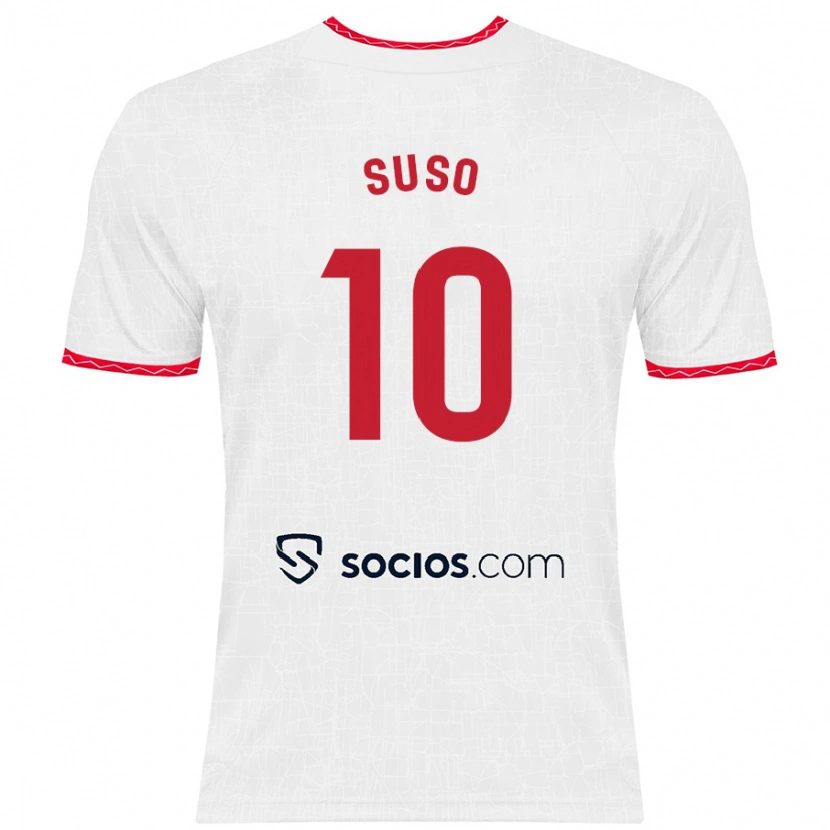 Danxen Män Suso #10 Vit Röd Hemmatröja Matchtröjor 2024/25 Tröjor T-Tröja