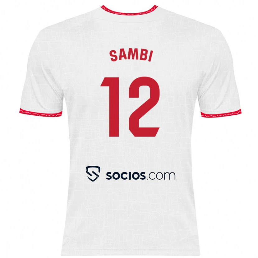 Danxen Män Albert Sambi Lokonga #12 Vit Röd Hemmatröja Matchtröjor 2024/25 Tröjor T-Tröja