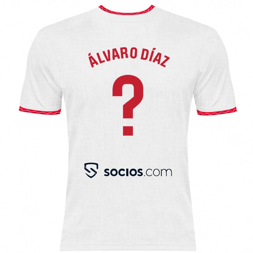 Danxen Män Álvaro Díaz #0 Vit Röd Hemmatröja Matchtröjor 2024/25 Tröjor T-Tröja