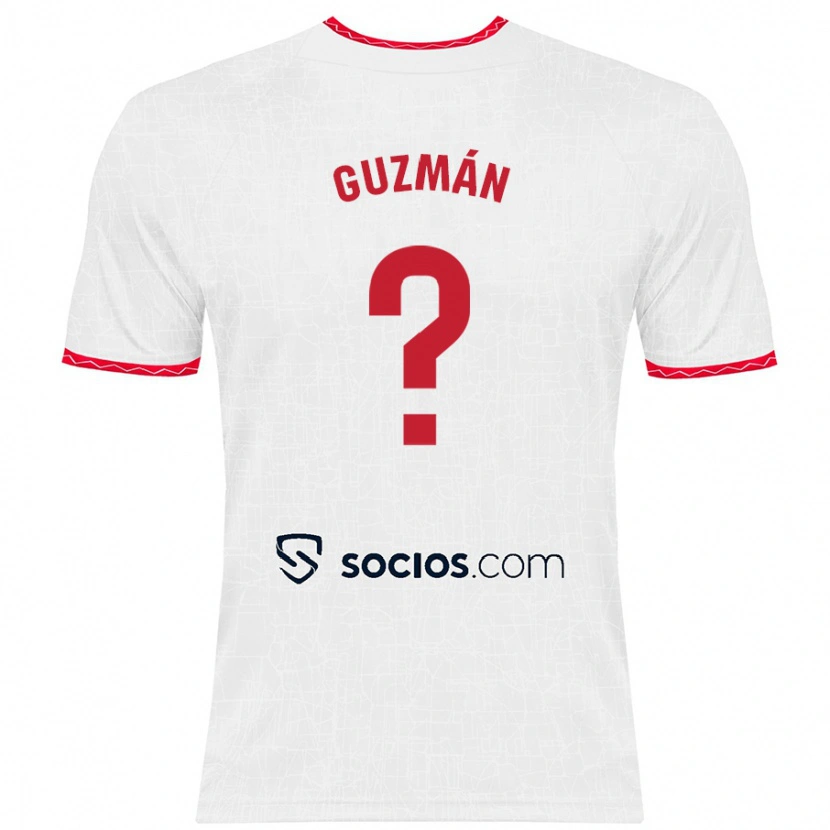 Danxen Män Gonzalo Guzmán #0 Vit Röd Hemmatröja Matchtröjor 2024/25 Tröjor T-Tröja