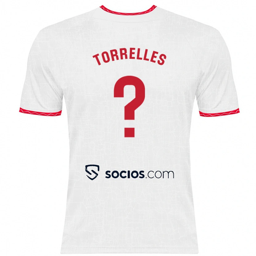 Danxen Män Genís Torrelles #0 Vit Röd Hemmatröja Matchtröjor 2024/25 Tröjor T-Tröja