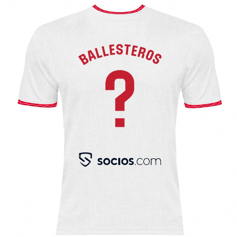 Danxen Män Gonzalo Ballesteros #0 Vit Röd Hemmatröja Matchtröjor 2024/25 Tröjor T-Tröja
