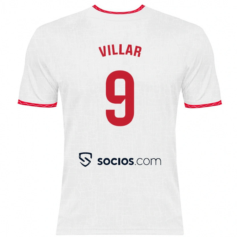 Danxen Män Iker Villar #9 Vit Röd Hemmatröja Matchtröjor 2024/25 Tröjor T-Tröja