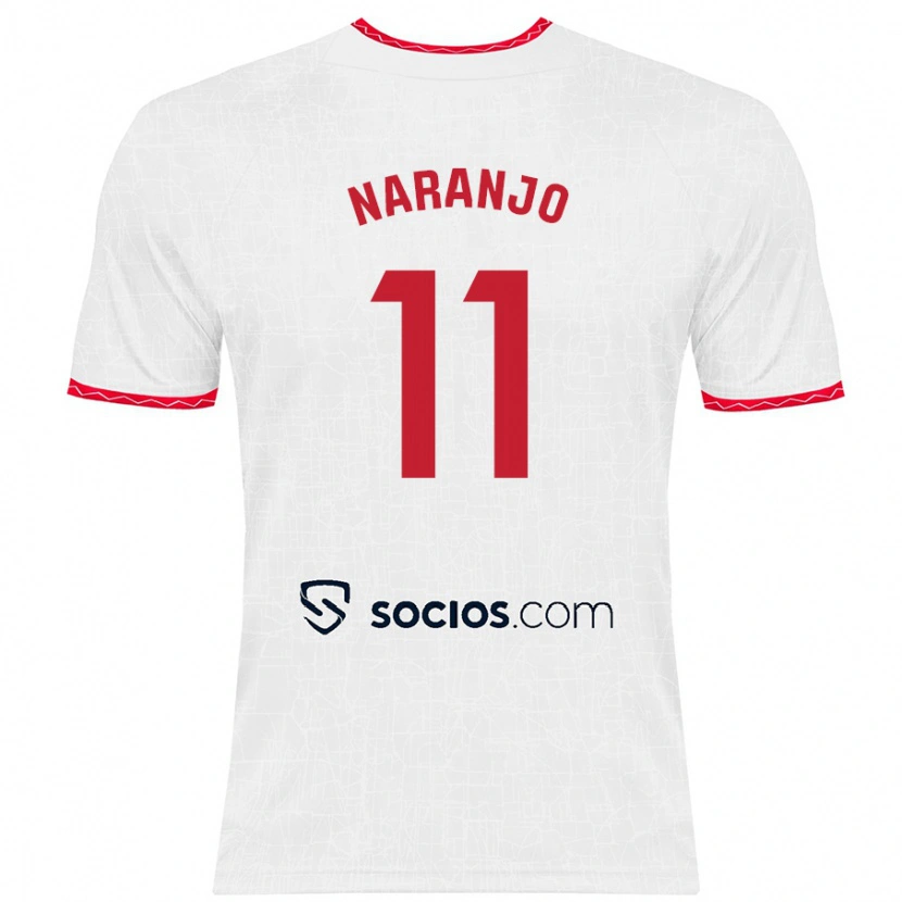 Danxen Män Mario Naranjo #11 Vit Röd Hemmatröja Matchtröjor 2024/25 Tröjor T-Tröja