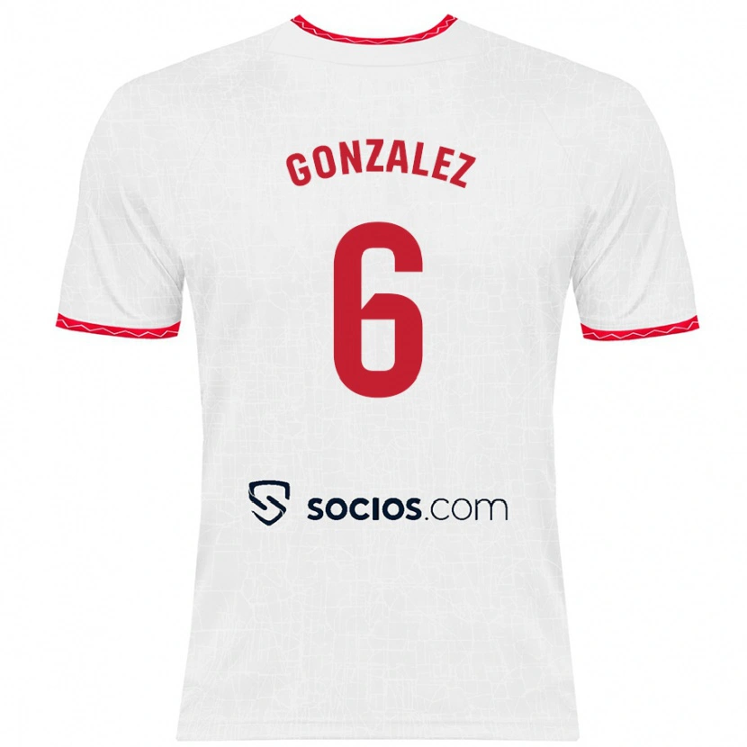Danxen Män Pamela González #6 Vit Röd Hemmatröja Matchtröjor 2024/25 Tröjor T-Tröja