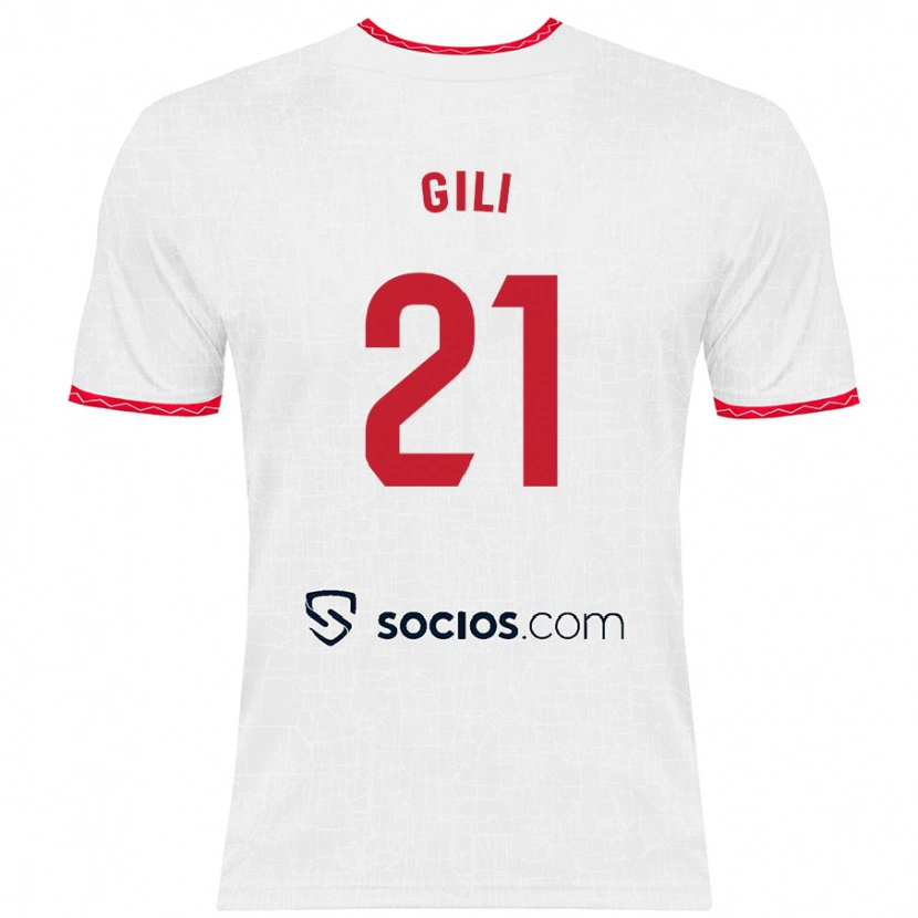 Danxen Män Gemma Gili #21 Vit Röd Hemmatröja Matchtröjor 2024/25 Tröjor T-Tröja