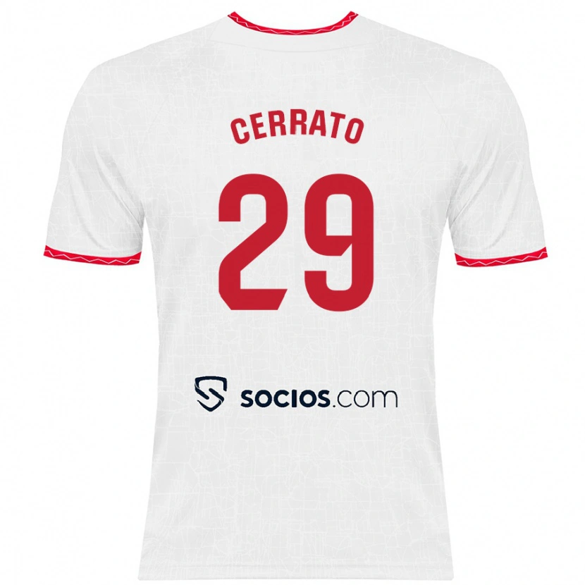 Danxen Män Alba Cerrato #29 Vit Röd Hemmatröja Matchtröjor 2024/25 Tröjor T-Tröja