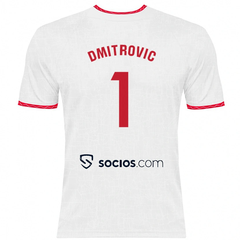Danxen Män Marko Dmitrović #1 Vit Röd Hemmatröja Matchtröjor 2024/25 Tröjor T-Tröja