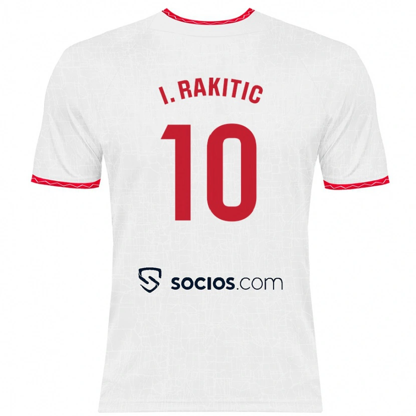 Danxen Män Ivan Rakitic #10 Vit Röd Hemmatröja Matchtröjor 2024/25 Tröjor T-Tröja