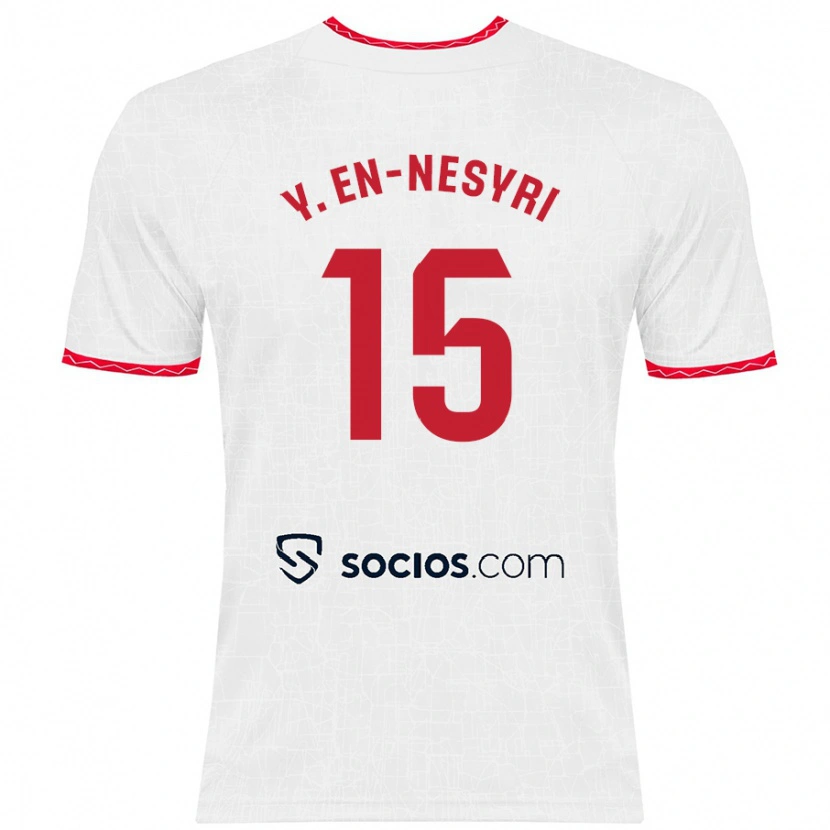 Danxen Män Youssef En-Nesyri #15 Vit Röd Hemmatröja Matchtröjor 2024/25 Tröjor T-Tröja
