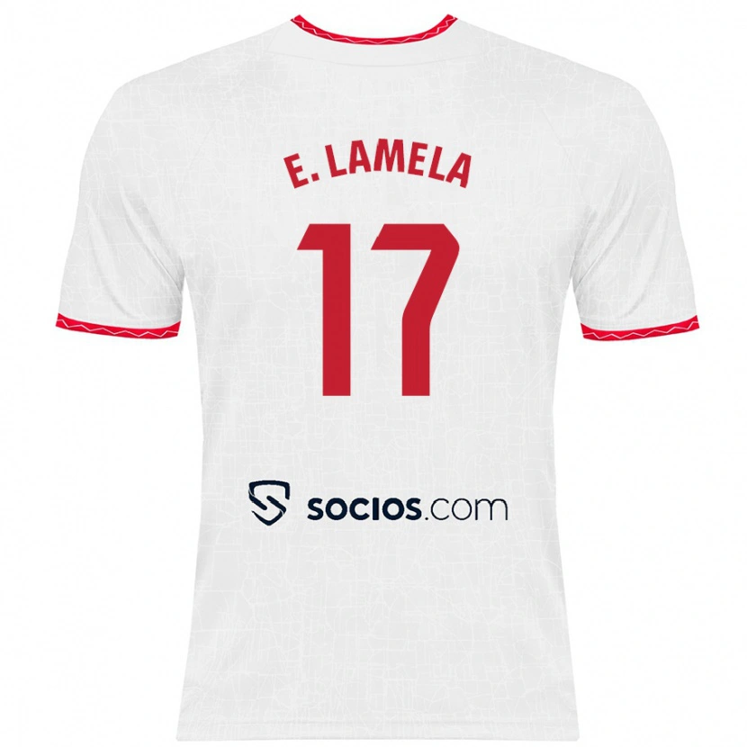 Danxen Män Erik Lamela #17 Vit Röd Hemmatröja Matchtröjor 2024/25 Tröjor T-Tröja