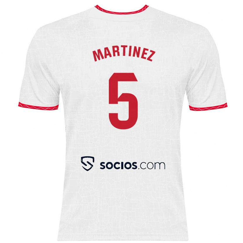 Danxen Män Sergio Martínez #5 Vit Röd Hemmatröja Matchtröjor 2024/25 Tröjor T-Tröja