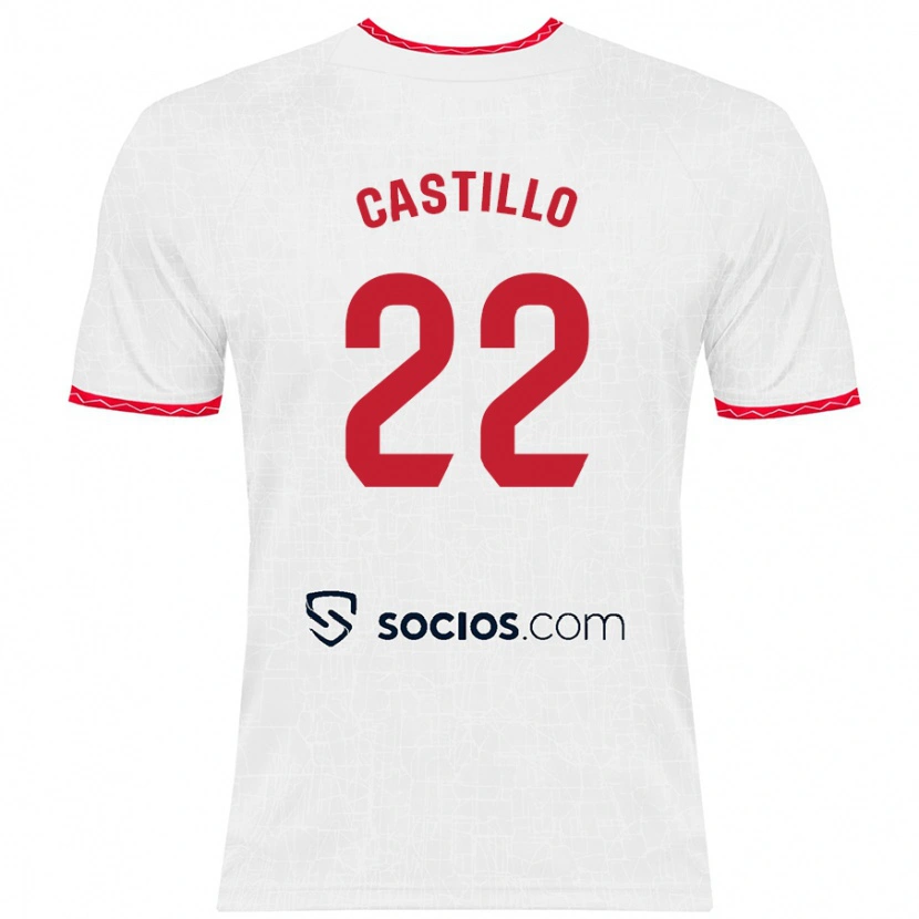 Danxen Män José Castillo #22 Vit Röd Hemmatröja Matchtröjor 2024/25 Tröjor T-Tröja