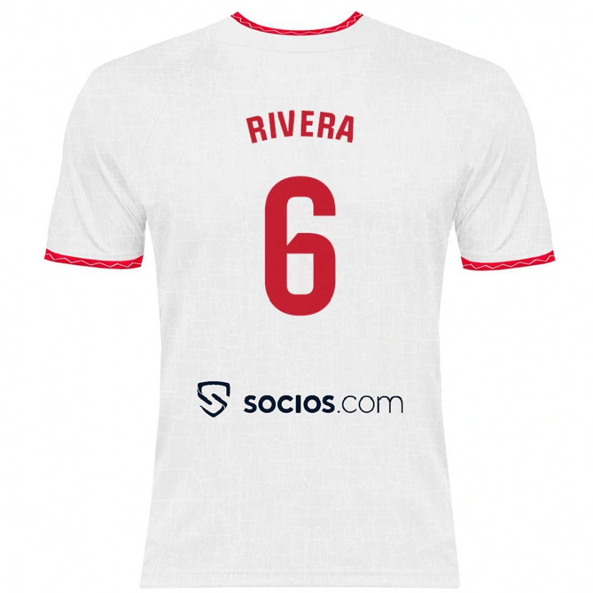 Danxen Män Pablo Rivera #6 Vit Röd Hemmatröja Matchtröjor 2024/25 Tröjor T-Tröja