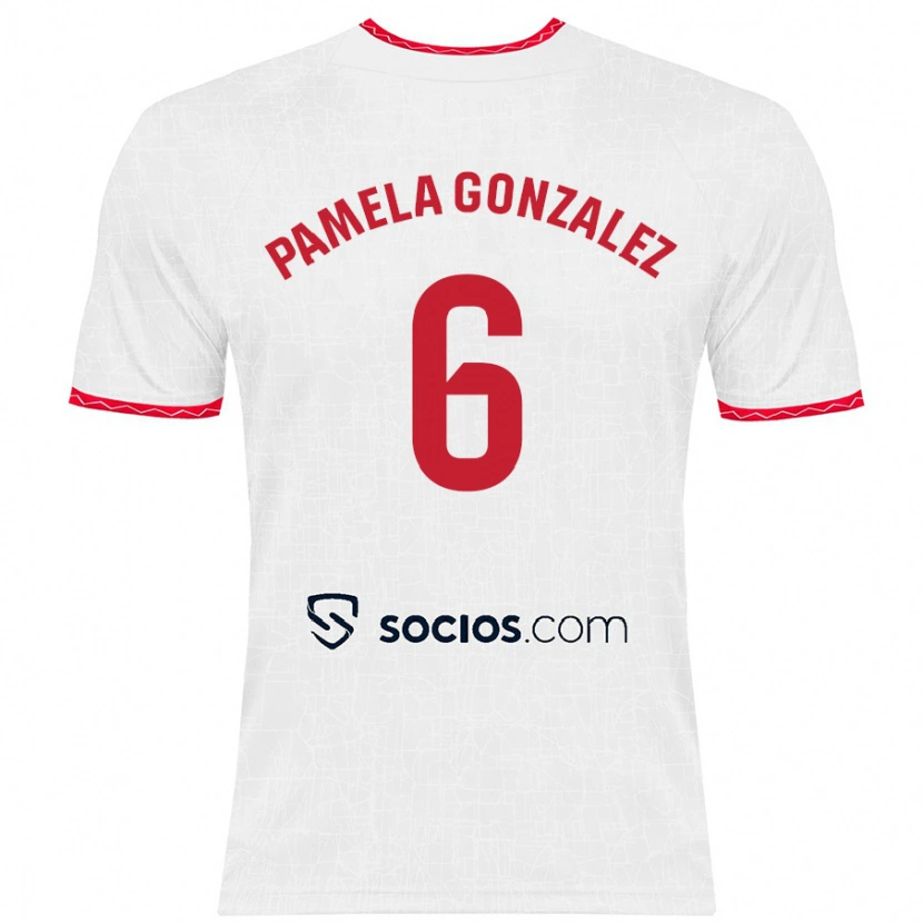 Danxen Män Cinthia Pamela González Medina #6 Vit Röd Hemmatröja Matchtröjor 2024/25 Tröjor T-Tröja