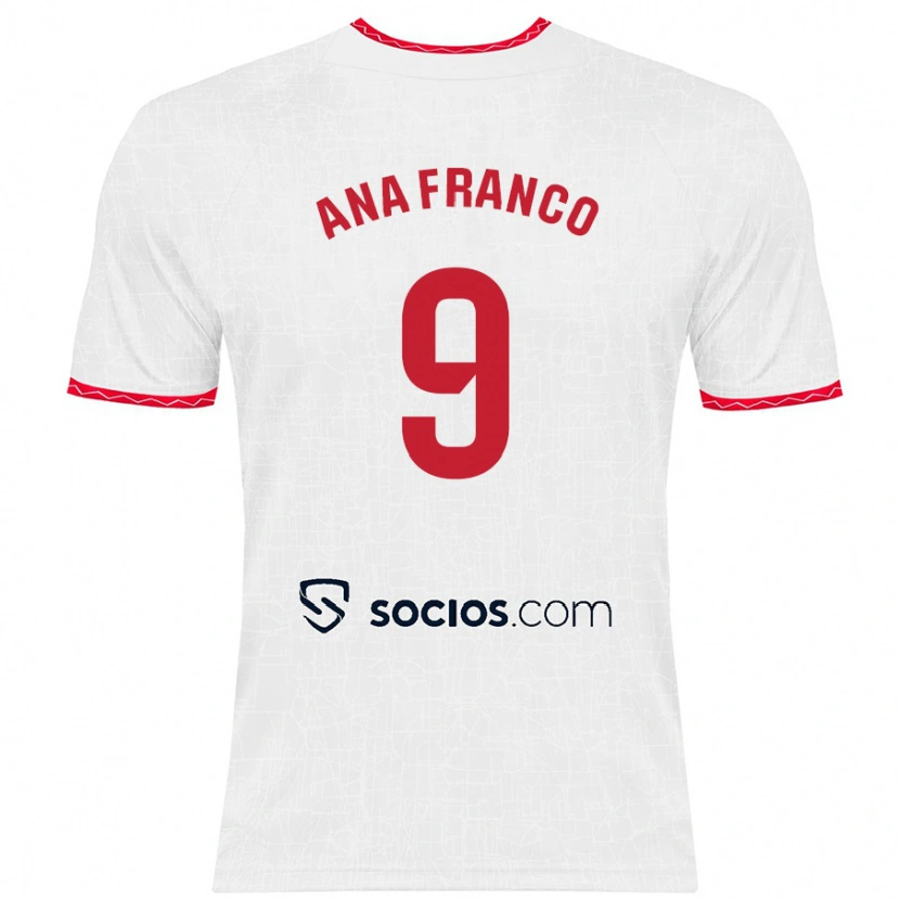 Danxen Män Ana Franco De La Vega #9 Vit Röd Hemmatröja Matchtröjor 2024/25 Tröjor T-Tröja