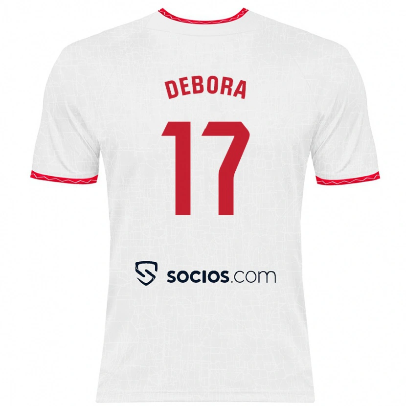 Danxen Män Débora García Mateo #17 Vit Röd Hemmatröja Matchtröjor 2024/25 Tröjor T-Tröja
