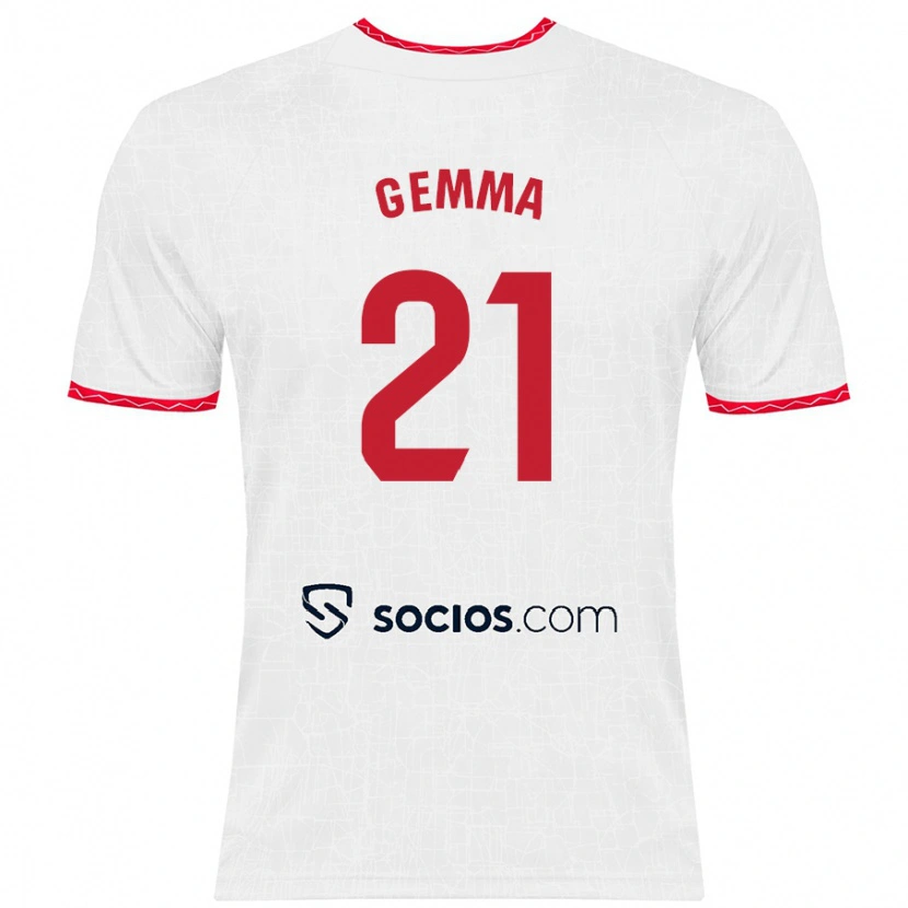 Danxen Män Gemma Gili Giner #21 Vit Röd Hemmatröja Matchtröjor 2024/25 Tröjor T-Tröja