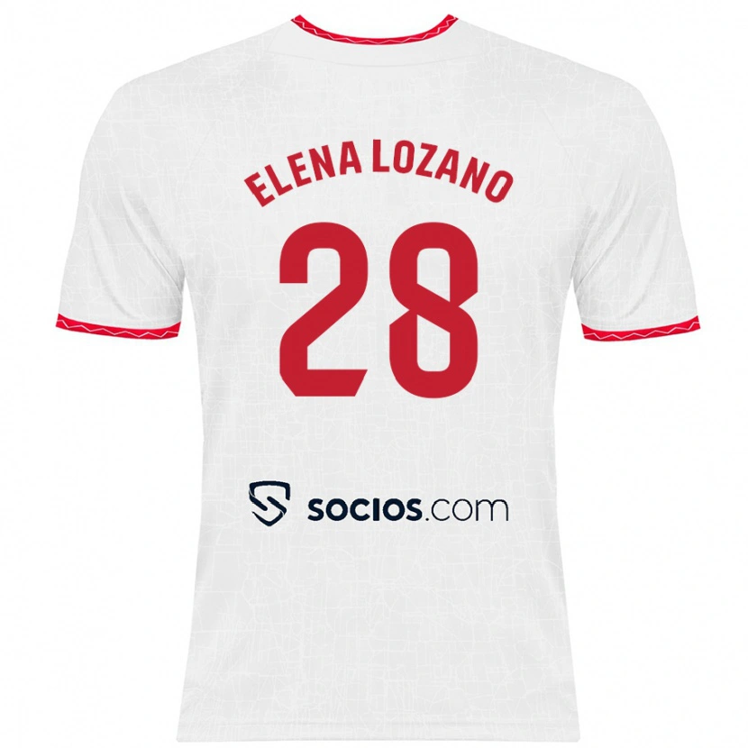 Danxen Män Elena Lozano Gallego #28 Vit Röd Hemmatröja Matchtröjor 2024/25 Tröjor T-Tröja