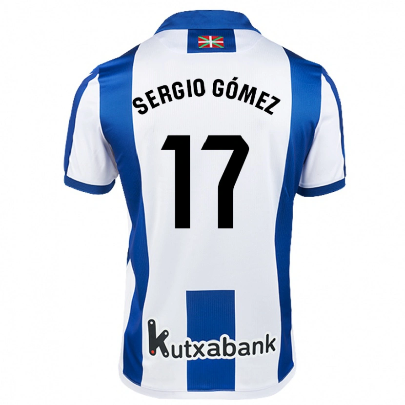Danxen Män Sergio Gómez #17 Vit Blå Hemmatröja Matchtröjor 2024/25 Tröjor T-Tröja