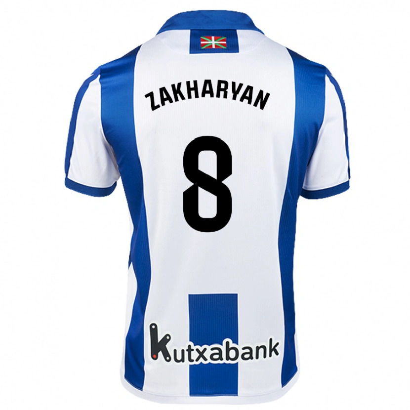 Danxen Män Arsen Zakharyan #8 Vit Blå Hemmatröja Matchtröjor 2024/25 Tröjor T-Tröja