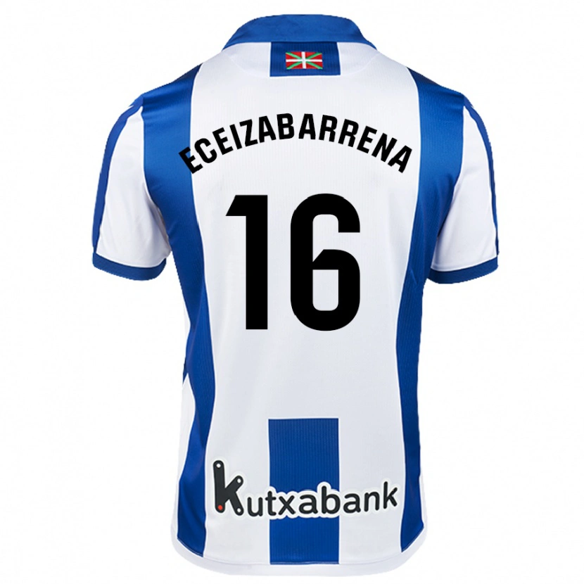 Danxen Män Jon Eceizabarrena #16 Vit Blå Hemmatröja Matchtröjor 2024/25 Tröjor T-Tröja