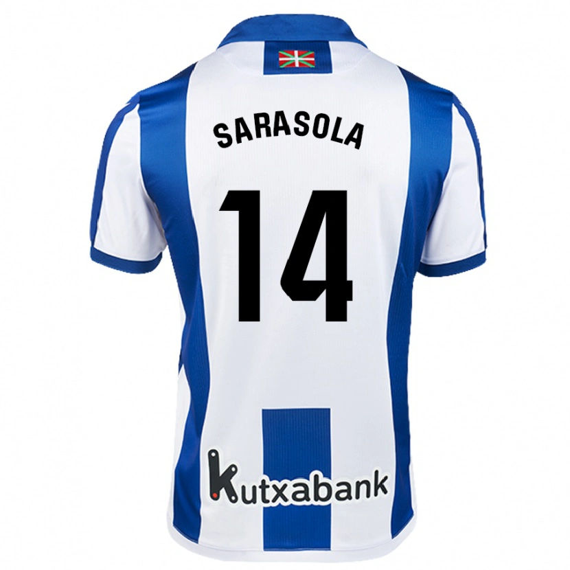 Danxen Män Izarne Sarasola #14 Vit Blå Hemmatröja Matchtröjor 2024/25 Tröjor T-Tröja
