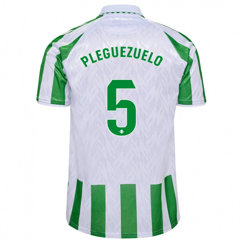 Danxen Män Xavi Pleguezuelo #5 Gröna Vita Ränder Hemmatröja Matchtröjor 2024/25 Tröjor T-Tröja