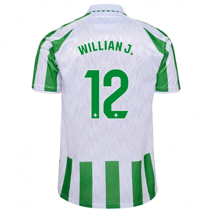 Danxen Män Willian José #12 Gröna Vita Ränder Hemmatröja Matchtröjor 2024/25 Tröjor T-Tröja